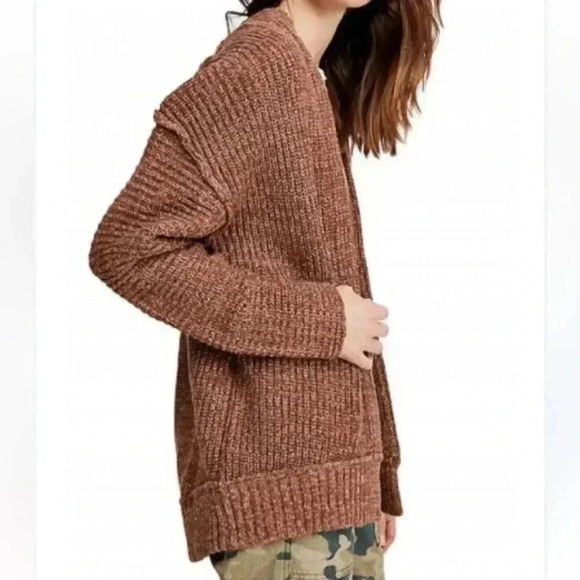 [L] Free People  Women's High Hopes Cardigan Brown - Picture 2 of 10